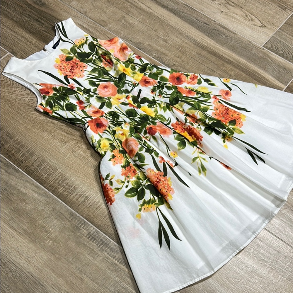 Tommy Hilfiger Floral Fit & Flare Jewel Neck Sleeveless A-Line Midi Dress Sz 2 - Picture 6 of 15
